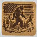 Bigfoot American Flag Cork Coaster: Patriotic Sasquatch Cabin Decor