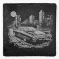Midnight City Cruise Classic Car Slate Coaster