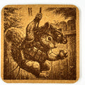 Peanut the Determined Squirrel Cork Coaster – Backyard Boundaries Ignored
