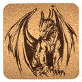 Winged Guardian Dragon Square Cork Coaster – Fantasy Dragon Art