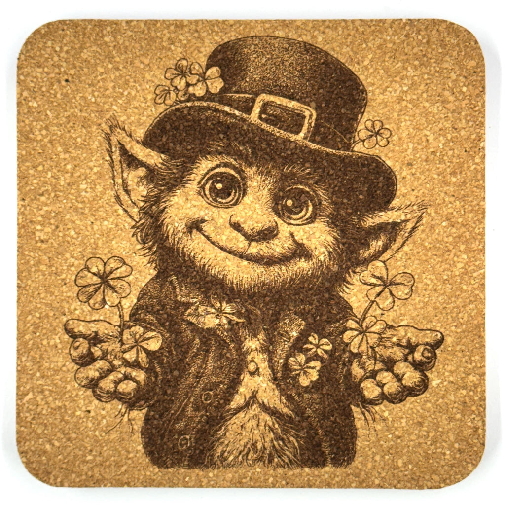 Happy Leprechaun Cork Coaster – St Patrick’s Day Irish Shamrock Drink Coaster