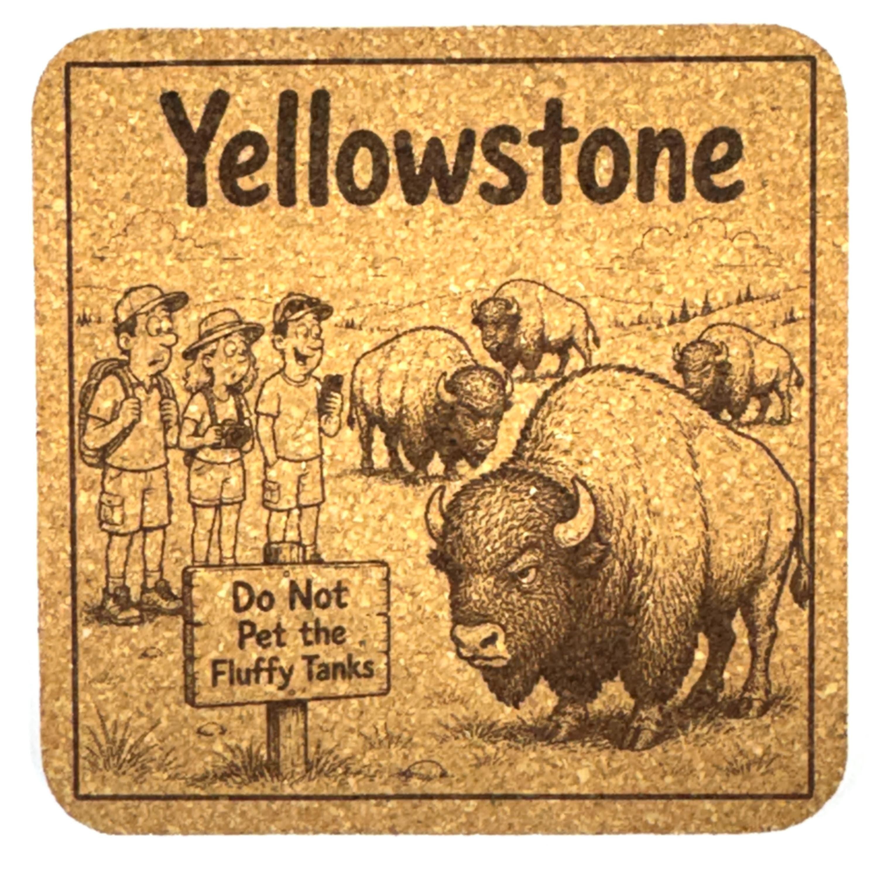 Funny Yellowstone Fluffy Tanks Bison Cork Coaster