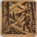Bigfoot Hiking Cork Coaster – Pacific Northwest Sasquatch Trail Scene