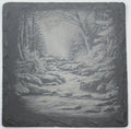 Forest Stream Path Slate Coaster – Woodland Creek Landscape