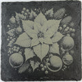 Poinsettia Christmas Slate Coaster – Traditional Holiday Greenery