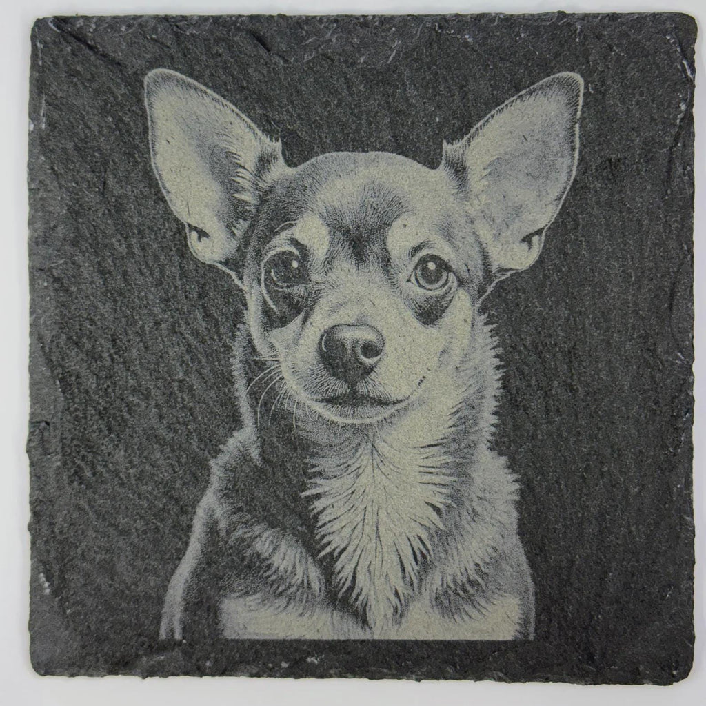 Chihuahua Portrait – Engraved Slate Coaster