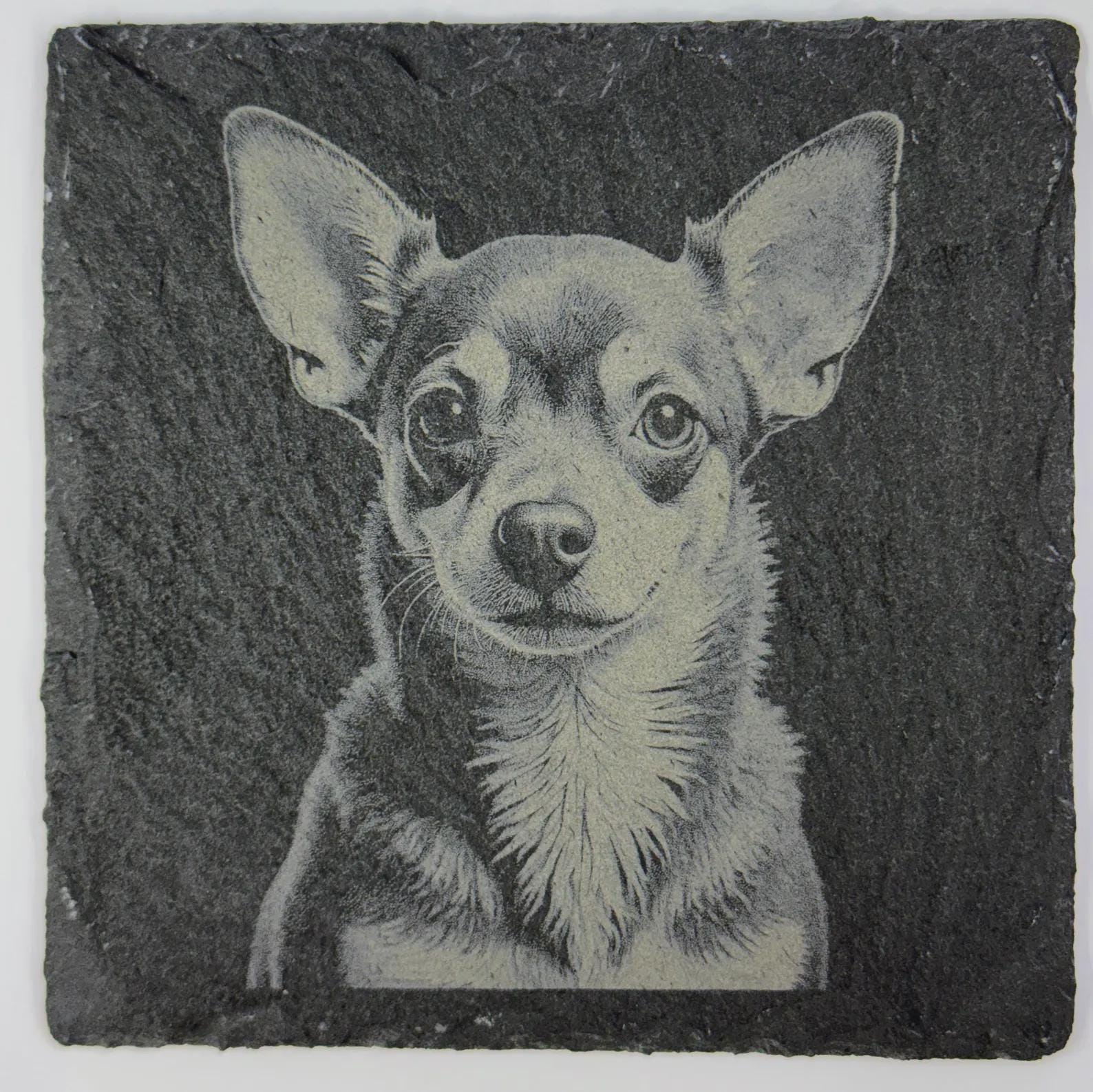 Chihuahua Portrait – Engraved Slate Coaster