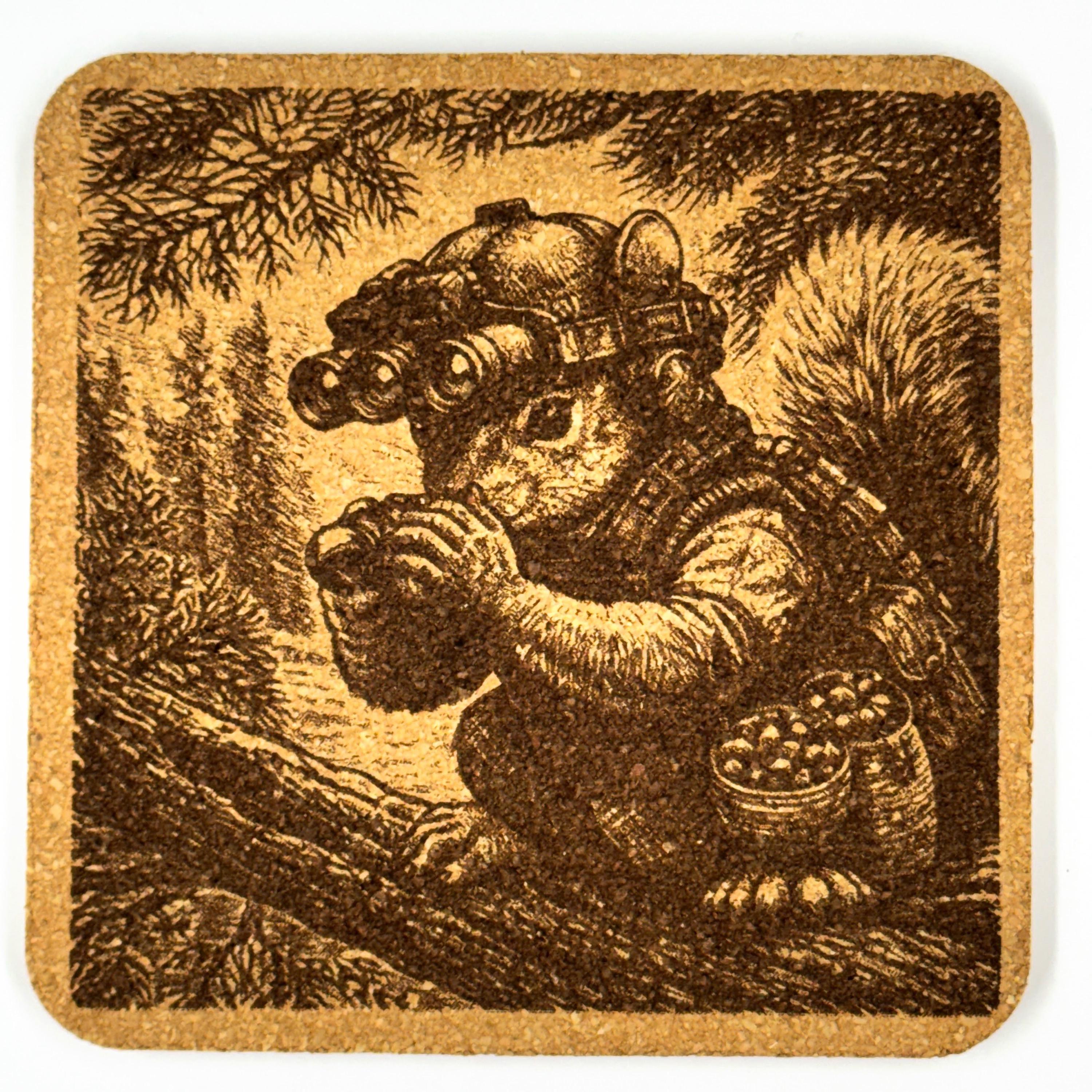Peanut the Overprepared Squirrel Cork Coaster – Always Watching the Snacks