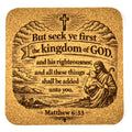 Seek Ye First Matthew 6:33 Cork Coaster Christian Scripture Faith Gift