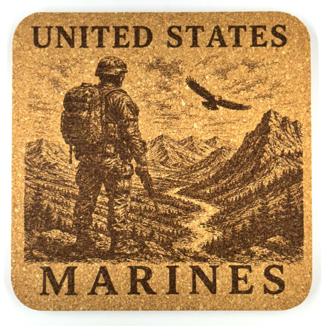 Mountain Patrol Marine Cork Coaster, Outdoor Military Art