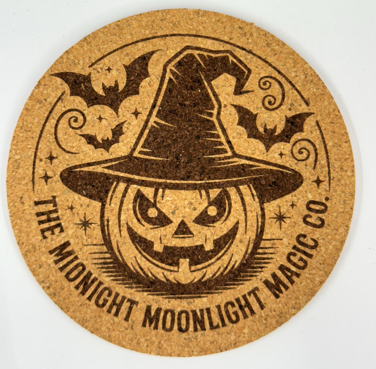 Midnight Moonlight Magic Pumpkin Cork Coaster Halloween