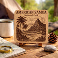 American Samoa National Park Cork Coaster – Tropical Island Landscape Engraved