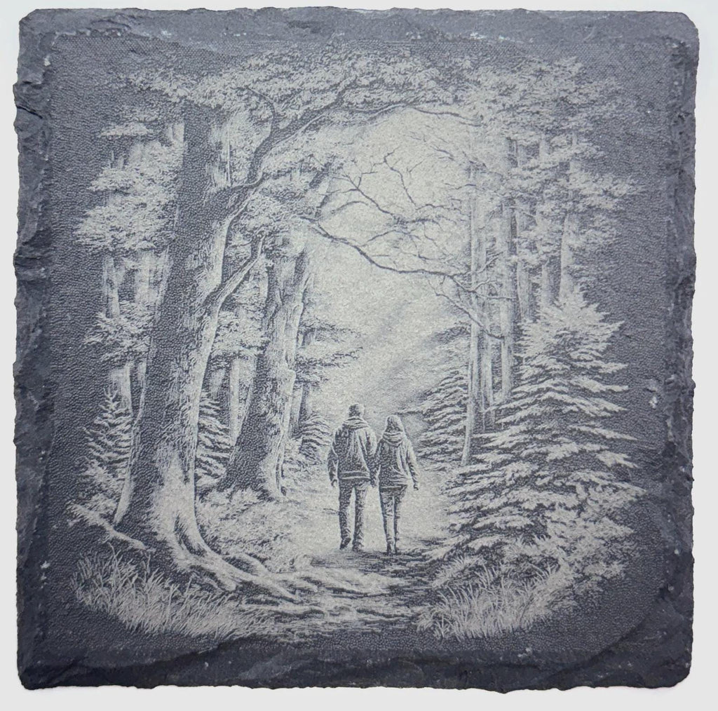 Woodland Walking Path Slate Coaster – Forest Trail Scene