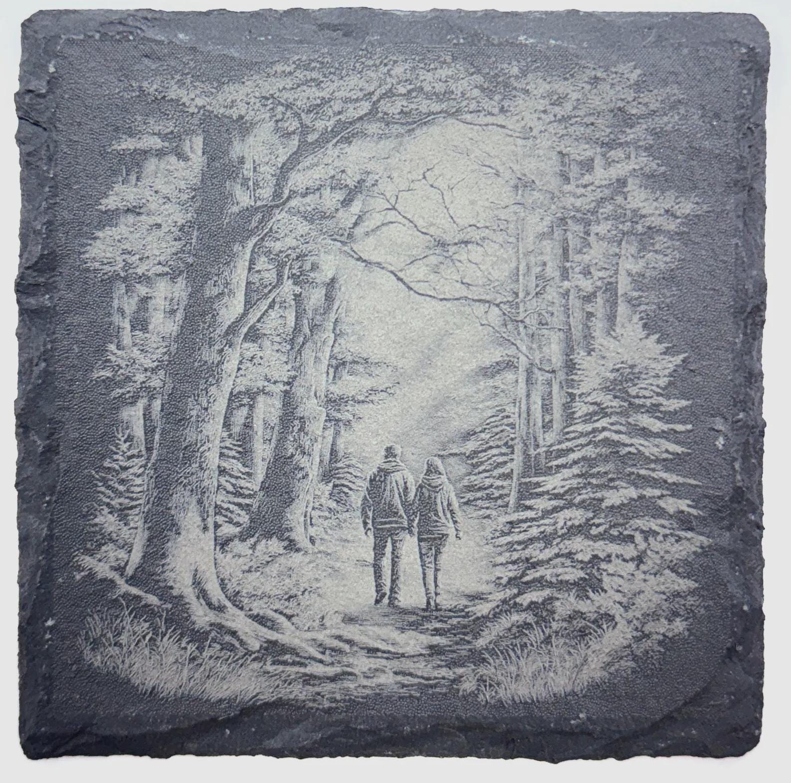 Woodland Walking Path Slate Coaster – Forest Trail Scene