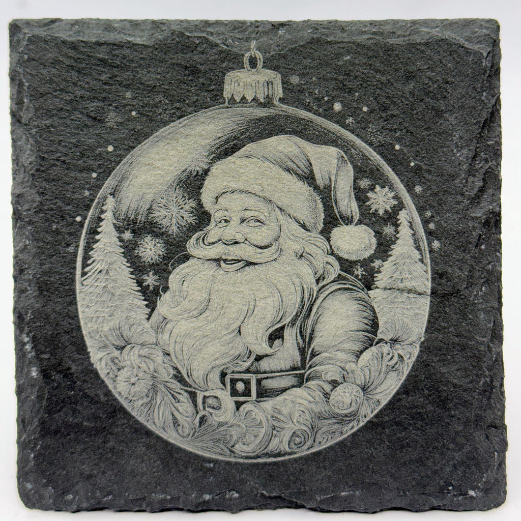 Cheerful Santa Christmas Ornament Slate Coaster – Festive Holiday Fun