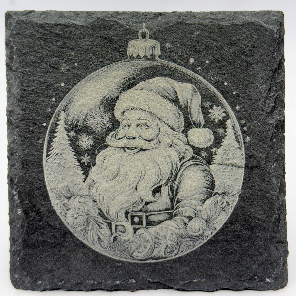 Cheerful Santa Christmas Ornament Slate Coaster – Festive Holiday Fun