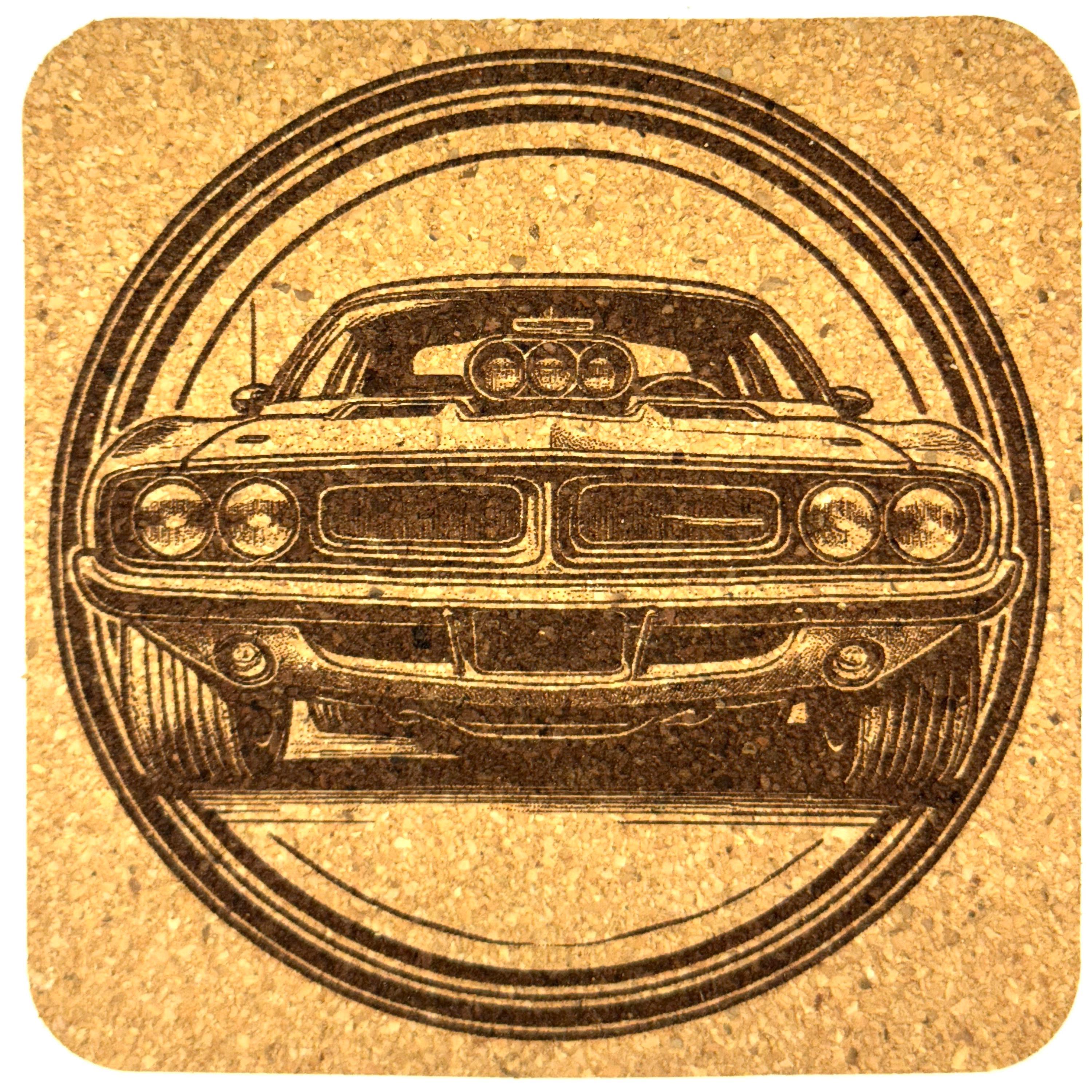Classic American Muscle Car – Laser Engraved Cork Coaster
