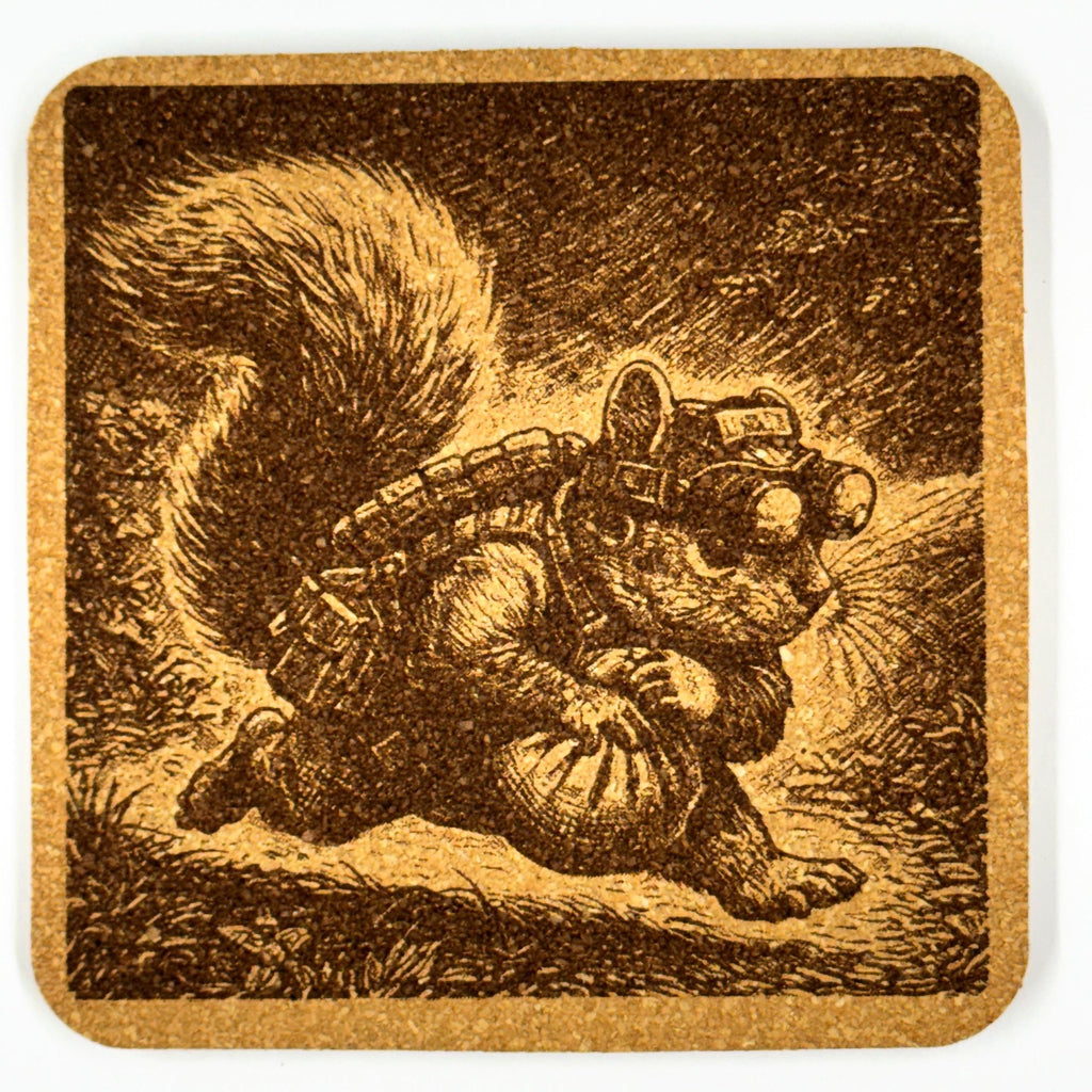 Peanut the Snack Courier Cork Coaster – No Time to Explain