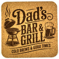 Dad's Bar & Grill Funny Laser Engraved Square Drink Coaster