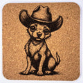 Cowboy Chihuahua – Engraved Cork Coaster