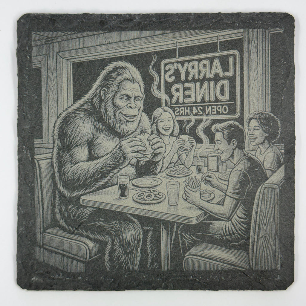 Bigfoot Diner Slate Coaster – Sasquatch Burger Night