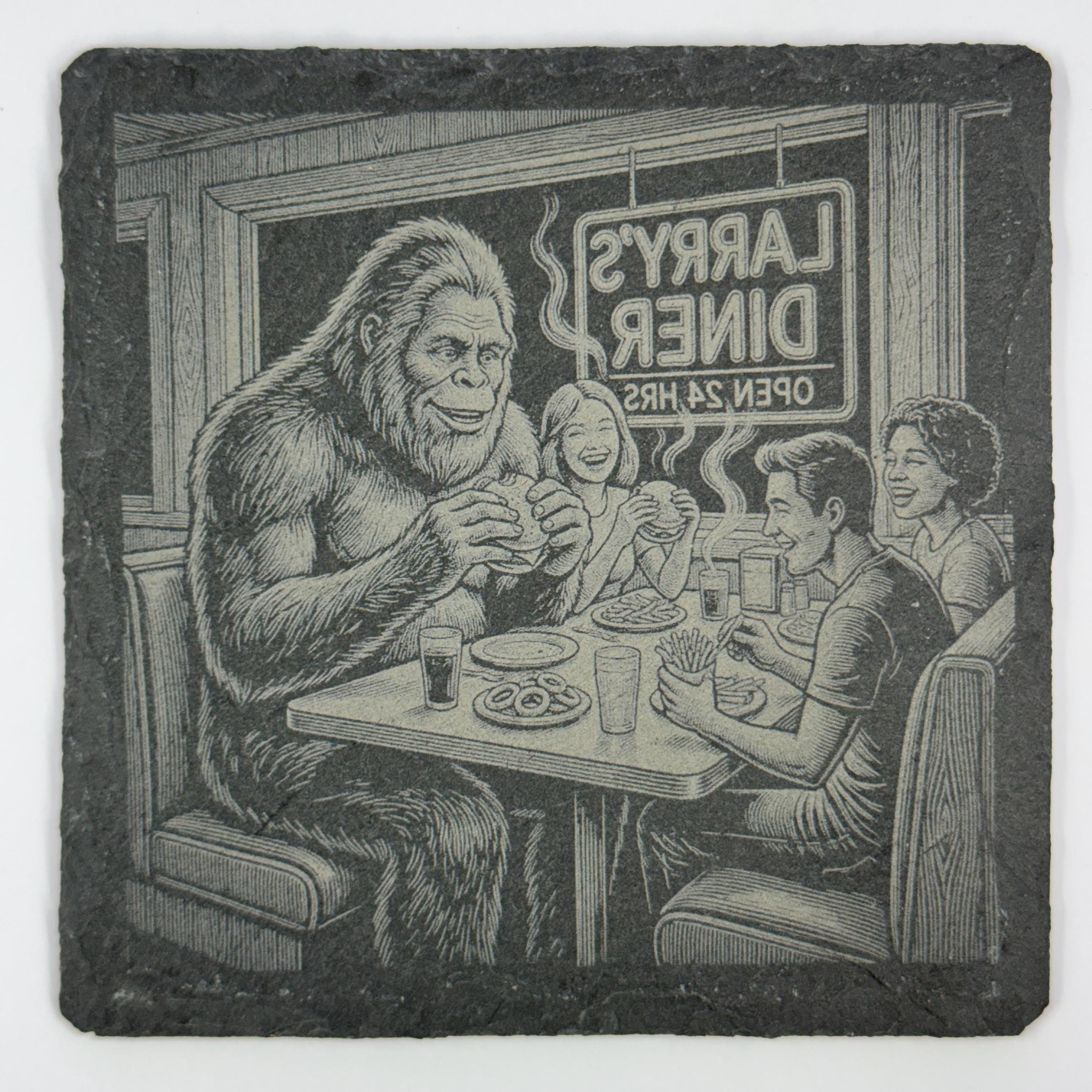 Bigfoot Diner Slate Coaster – Sasquatch Burger Night