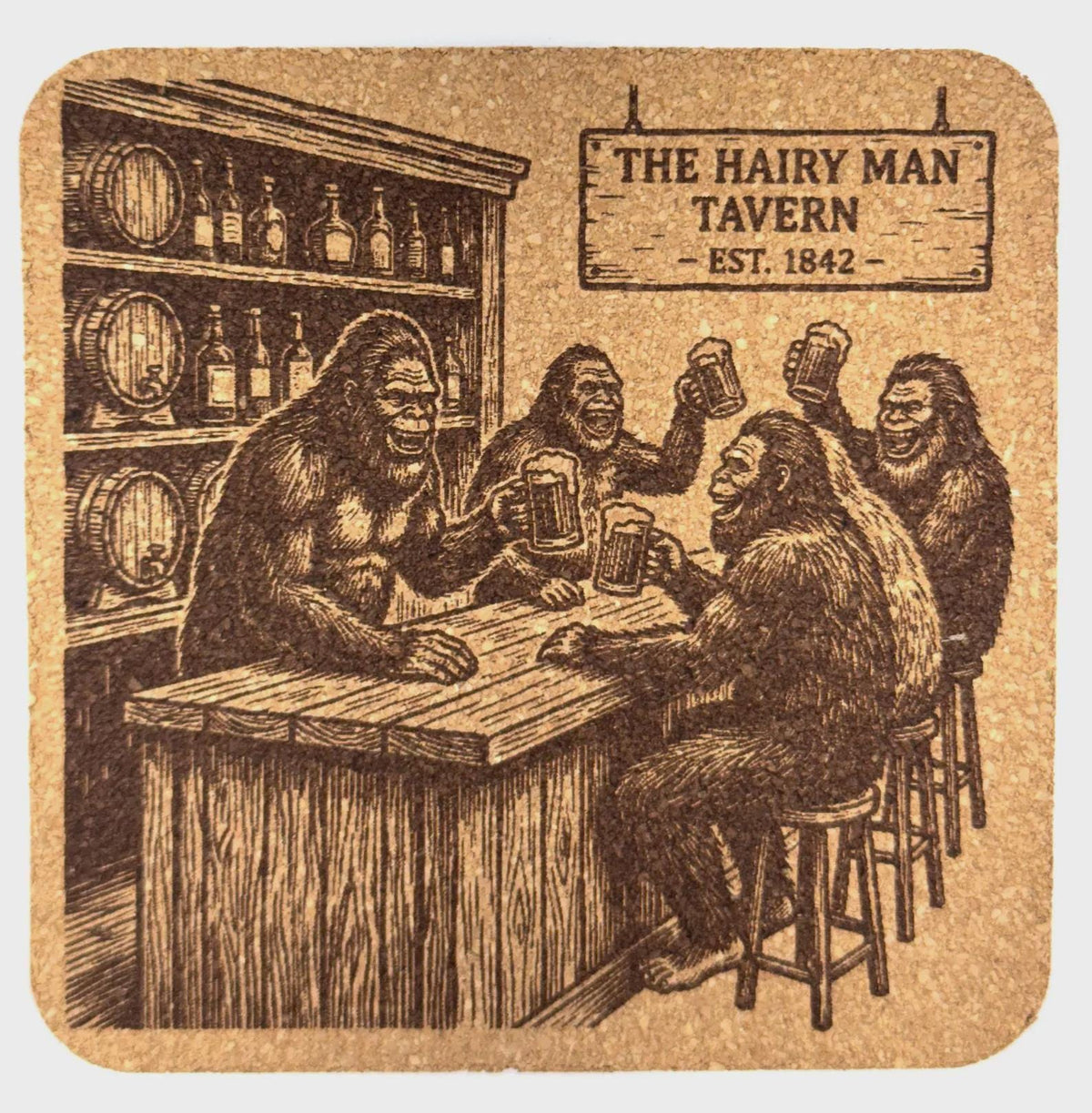 The Hairy Man Tavern – Bigfoot Cork Coaster