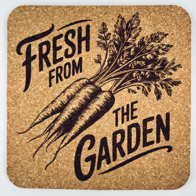 Fresh From the Garden Cork Coaster – Rustic Garden Kitchen Decor