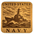 Navy Destroyer Cork Coaster, Warship on the Open Sea