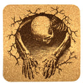 Skeleton Rising Gothic Horror Cork Coaster – Spooky Bar Decor Gift