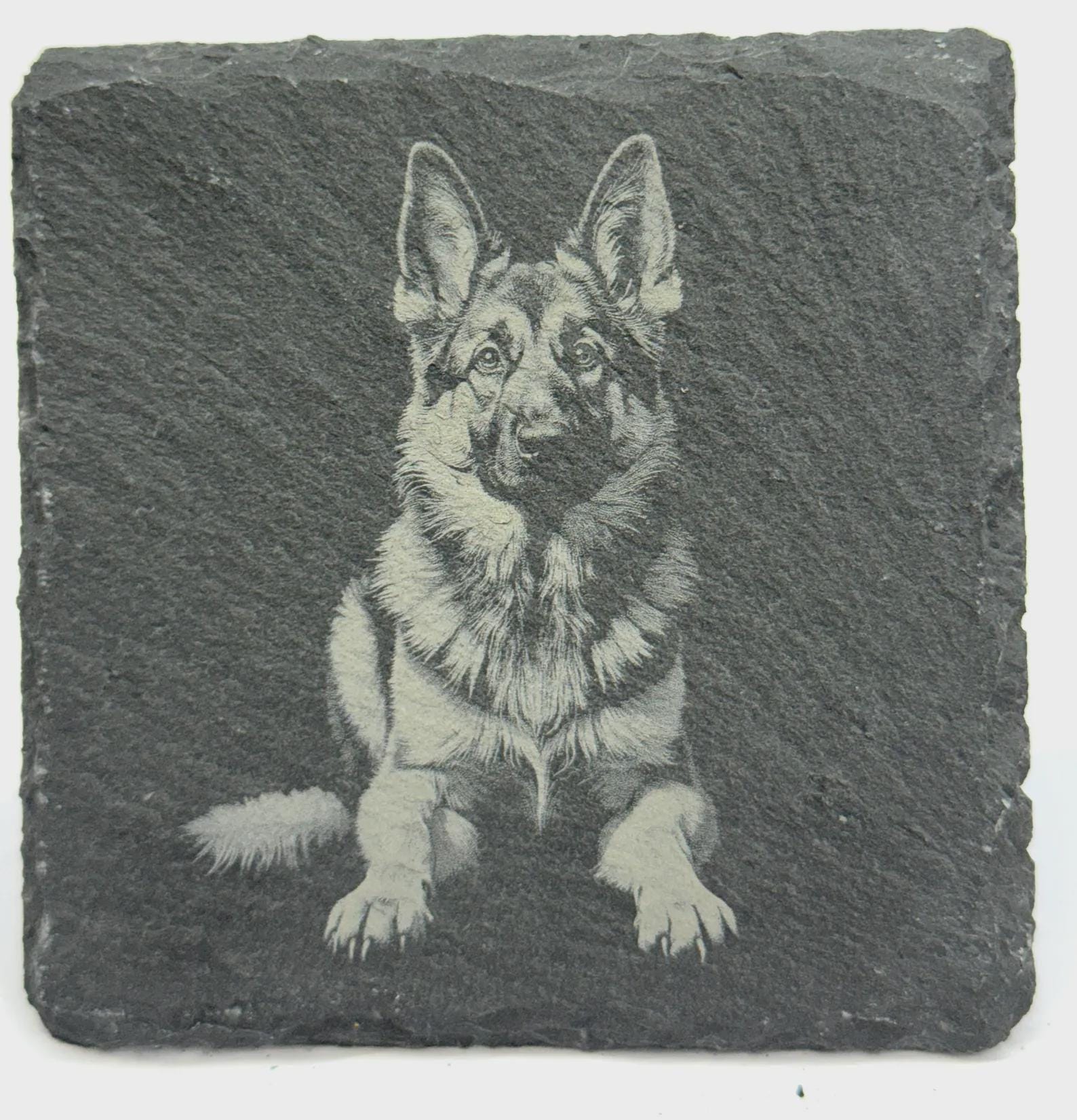 German Shepherd Dog Slate Coaster – Detailed Canine Illustration
