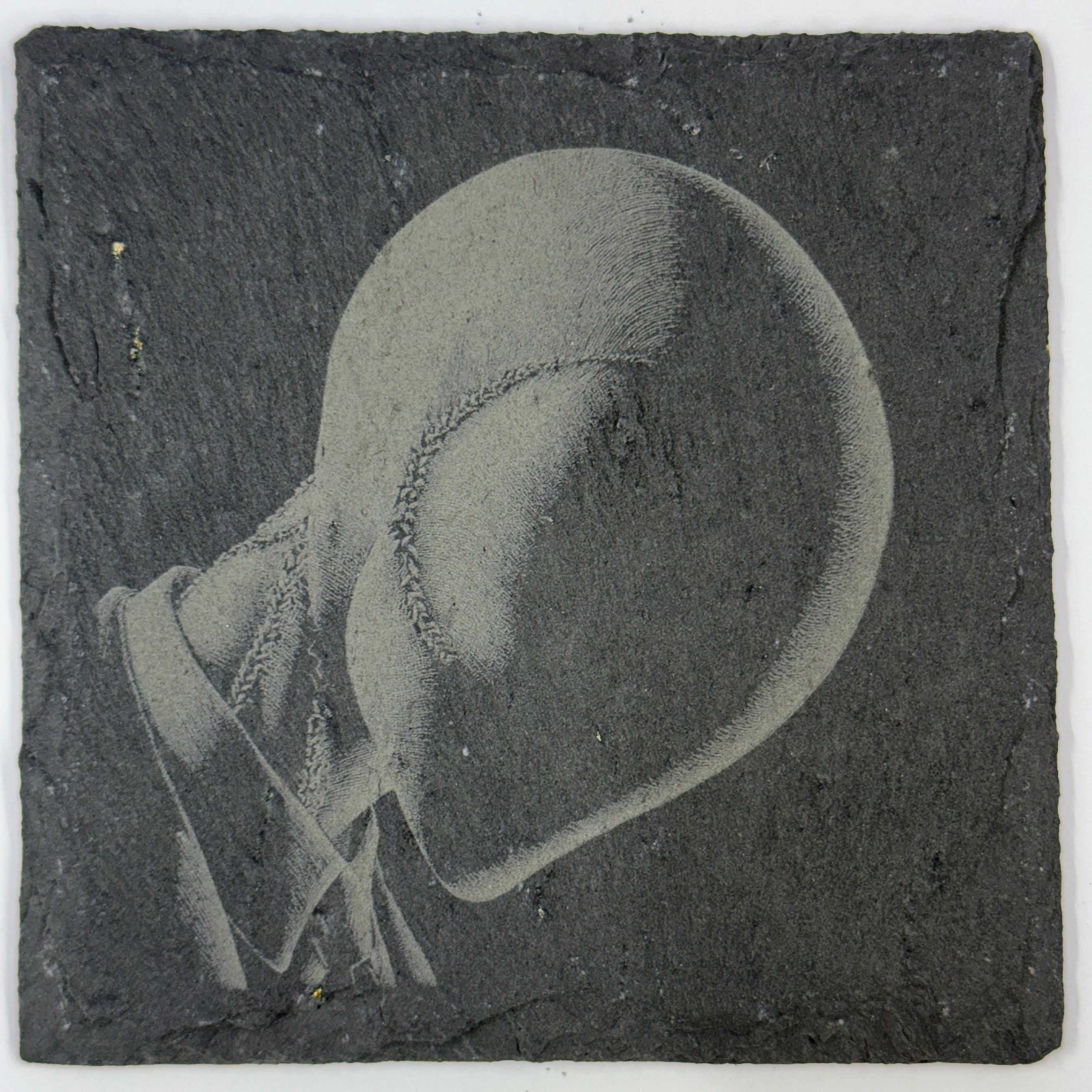 Burlap Masked Trickster Slate Coaster – Dark Halloween Horror Art