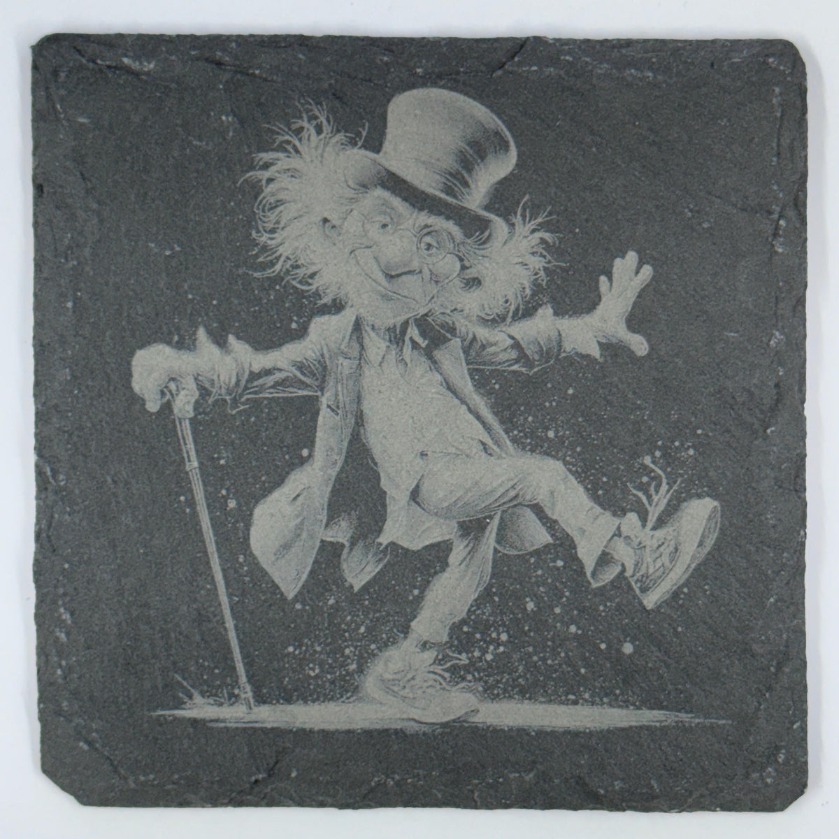 Playful Gentleman with Cane – Whimsical Slate Coaster