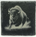 Charging Buffalo Slate Coaster – Engraved American Bison
