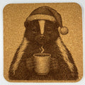 Skunk with Morning Coffee – Whimsical Cork Coaster