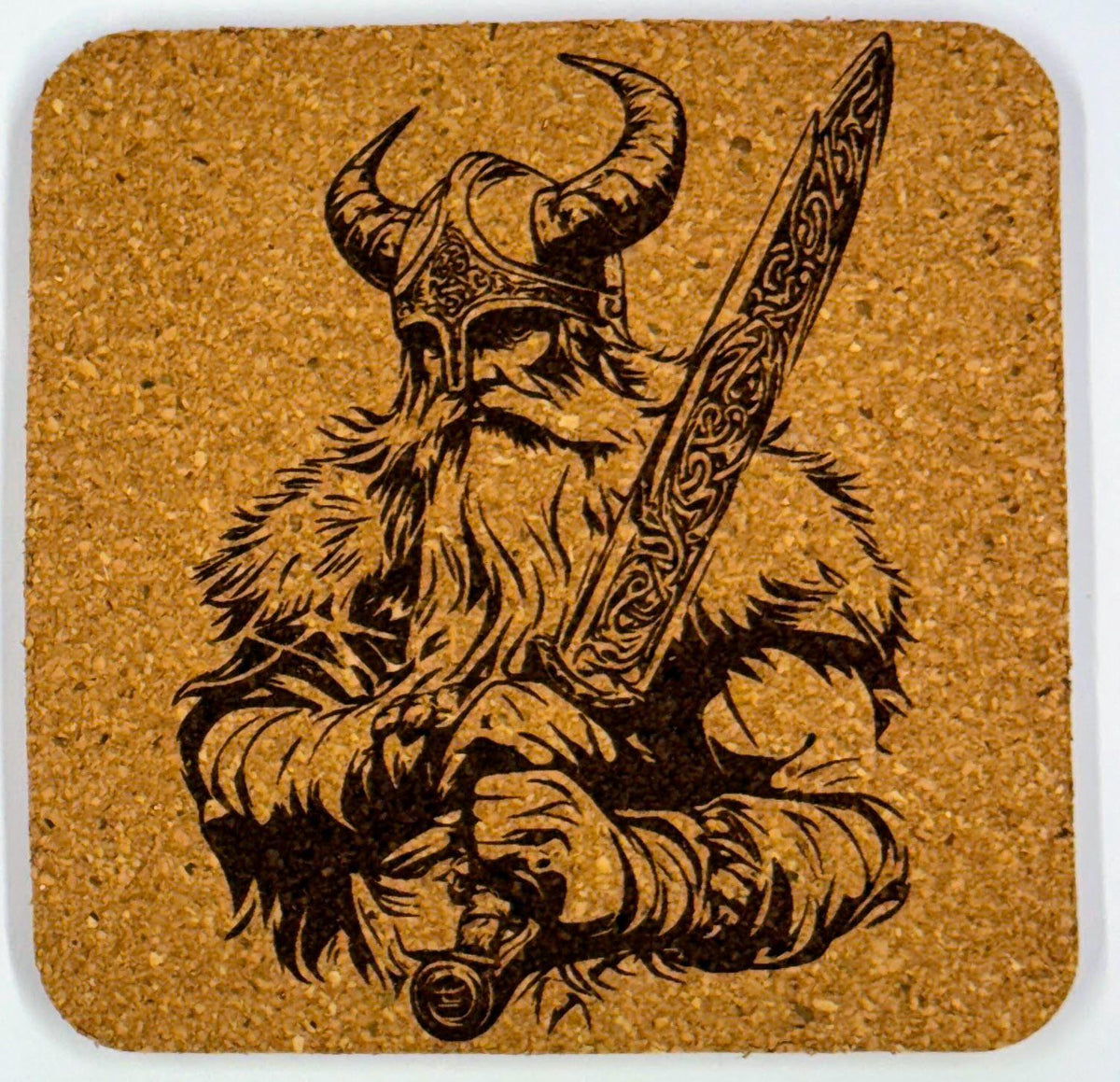 Viking Warrior with Sword – Cork Coaster