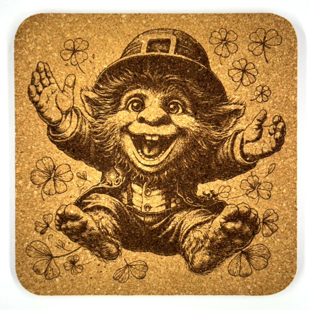 Happy Leprechaun Cork Coaster – St Patrick’s Day Shamrock Drink Coaster