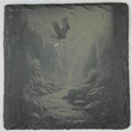 Soaring Eagle Over Forest Slate Coaster – Mountain Wildlife Scene