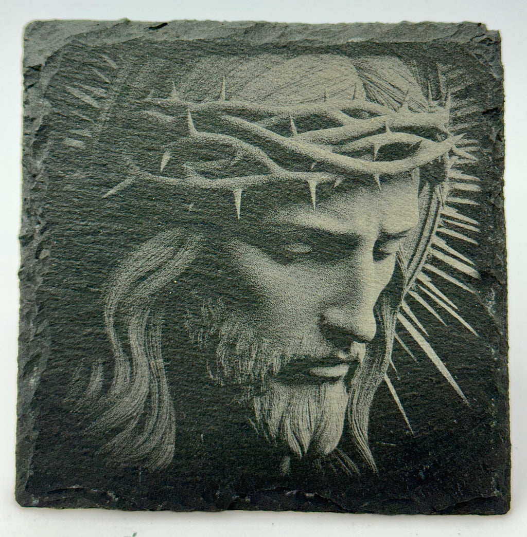 Jesus Crown of Thorns Slate Coaster – Sacred Christian Art