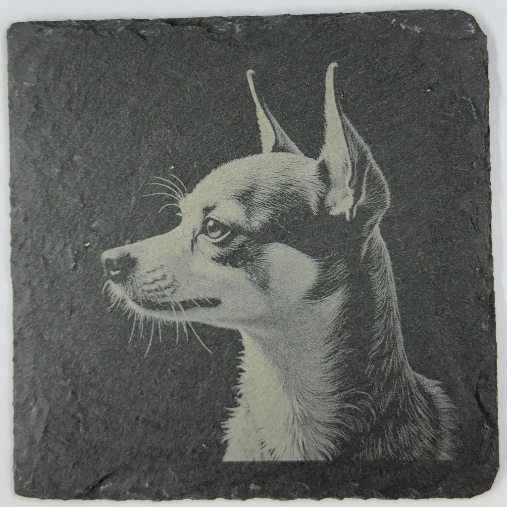 Small Chihuahua Dog – Natural Slate Coaster