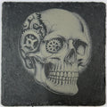 Steampunk Skull Slate Coaster – Gothic Mechanical Art