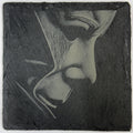 Shadowed Masked Stalker Slate Coaster – Classic Slasher Horror Art