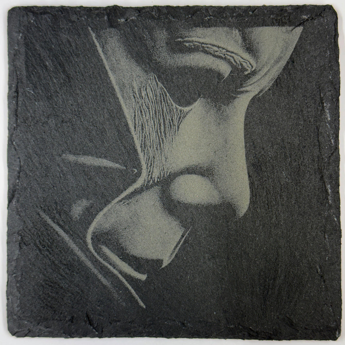 Shadowed Masked Stalker Slate Coaster – Classic Slasher Horror Art
