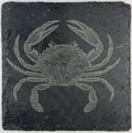 Playful Crab Slate Coaster – Coastal Nautical Engraved Stone