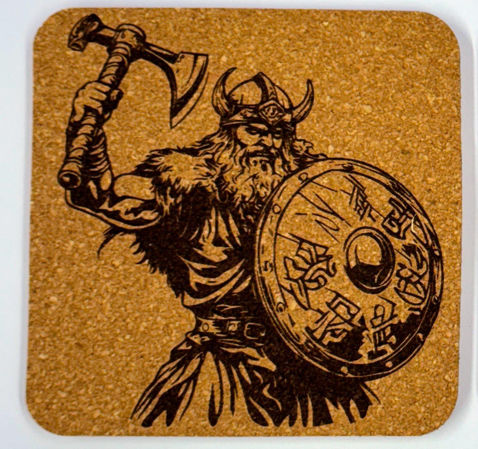 Viking with Shield and Axe – Cork Coaster