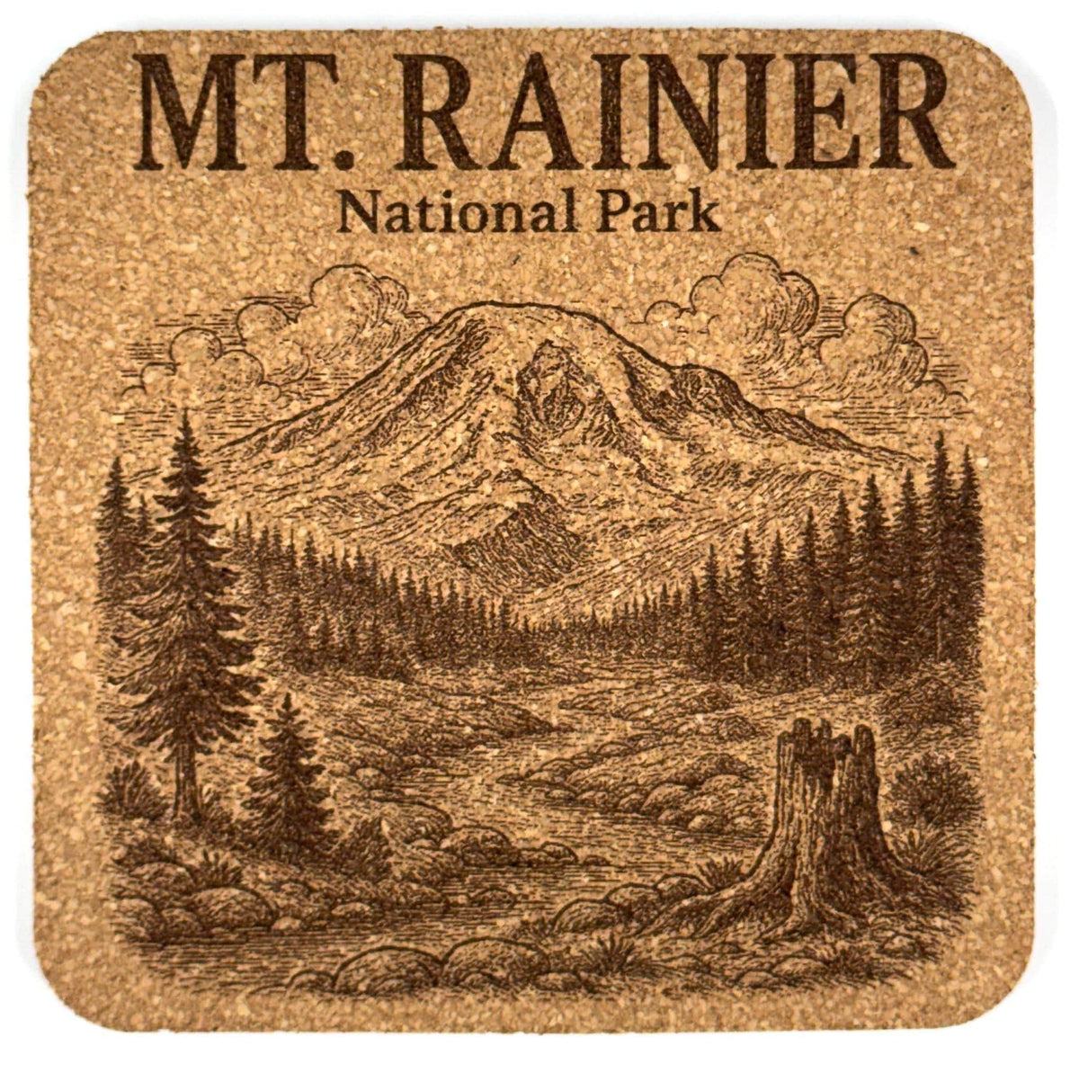 Mount Rainier National Park Cork Coaster – Washington Landmark