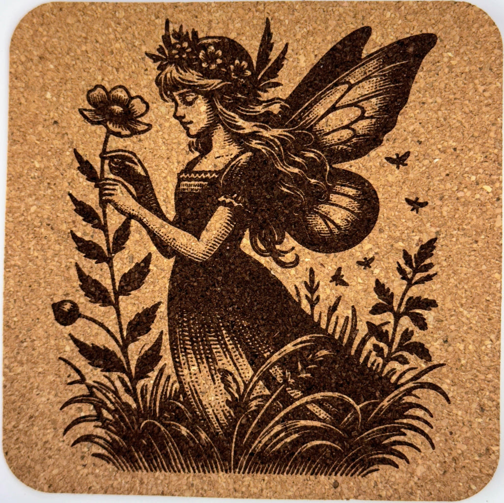 Fairy and Butterflies Cork Coaster – Woodland Art