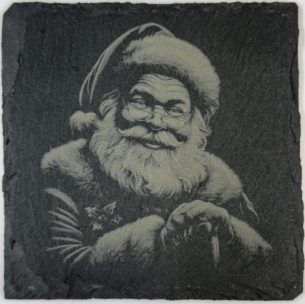 Vintage Santa with Cane Slate Coaster – Classic Old World Christmas Art