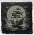 Moonlit Galleon at Sea – Pirate Ship Slate Coaster
