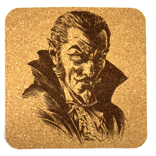 Classic Vampire Vintage Gothic Horror Cork Drink Coaster – Dark Bar Decor